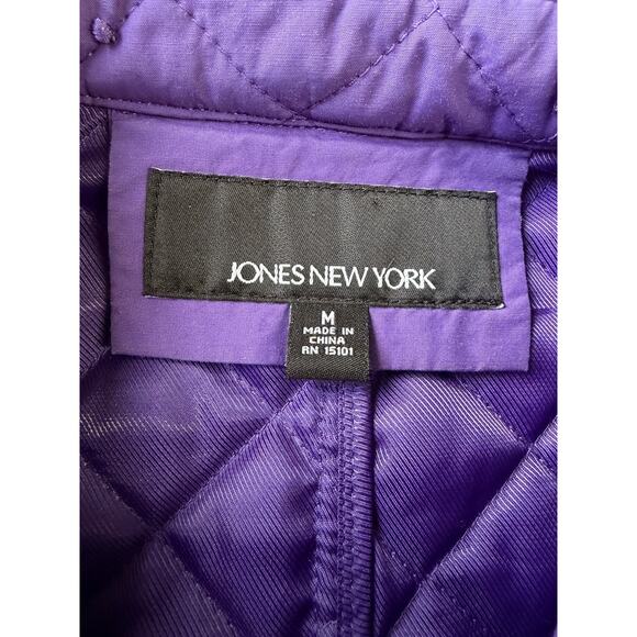 Jones New York Quilted Snap Button Purple Chore Coat Jacket Women's Medium - Picture 3 of 5
